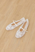 Solyn Embroidered Mesh Flats in Cream