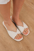 Luvina Embroidered Sliders in Cream Waterproof Satin
