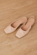 Belle Bow Slingback Flats in Nude Pink