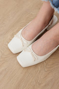 Belle Bow Slingback Flats in Cream