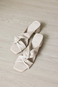 Kessie Knot Block Heels in Waterproof Linen