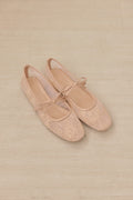 Mirielle Embroided Ribbon Flats in Nude