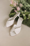 Brisa Embroidered Heels in Cream Waterproof Satin