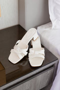 Ruuda Interlocking Block Heels in Cream