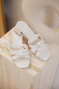 Ruuda Interlocking Block Heels in Waterproof Linen