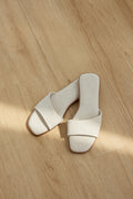 Chantal Irregular Strap Cloud Sliders in Waterproof Linen