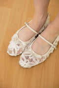 Sevyn Floral Mesh Maryjane Flats in White